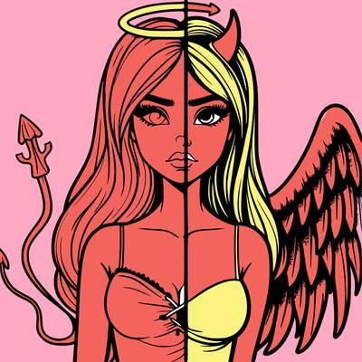 devil vs angel realistic girl