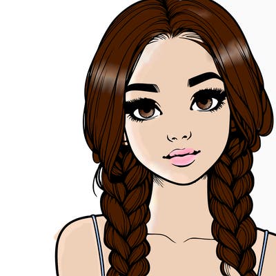 realistic girl with braids