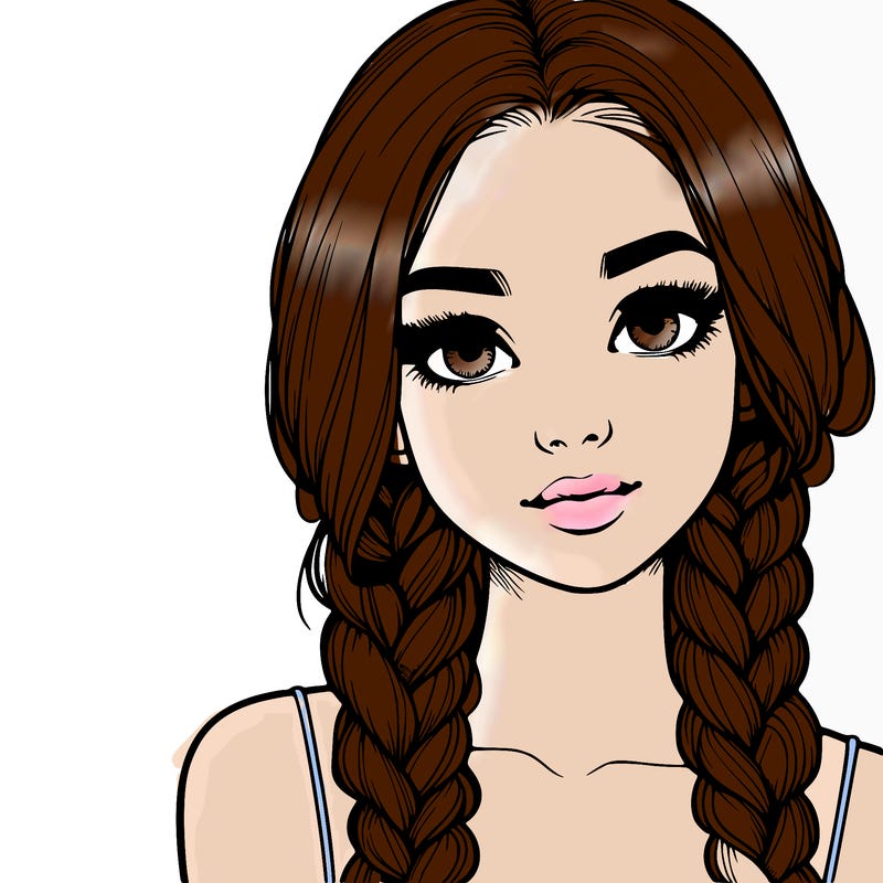 realistic girl with braids