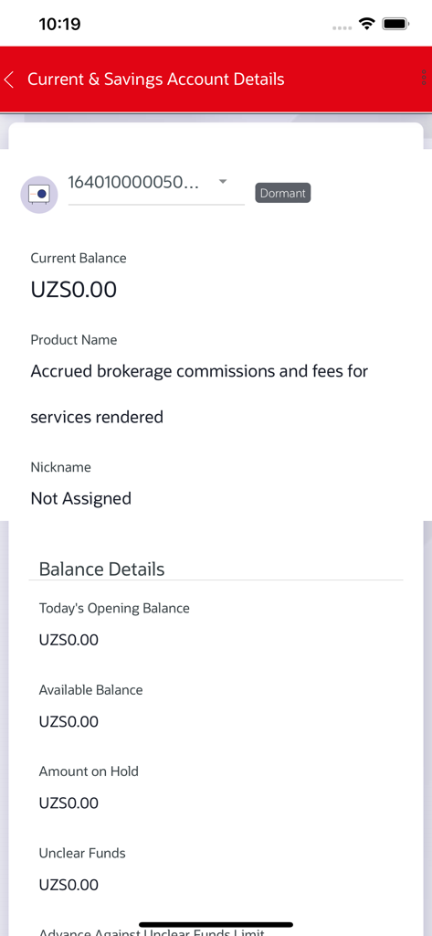 Ziraat Bank Mobile Uzbekistan - Ziraat Bankモバイルアプリの画面。ウズベキスタンスム建ての口座詳細と残高が表示されています。