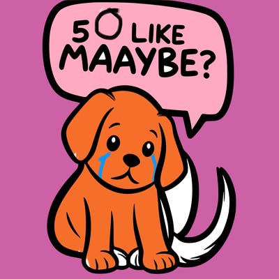 a puppy that says 5 like maybe