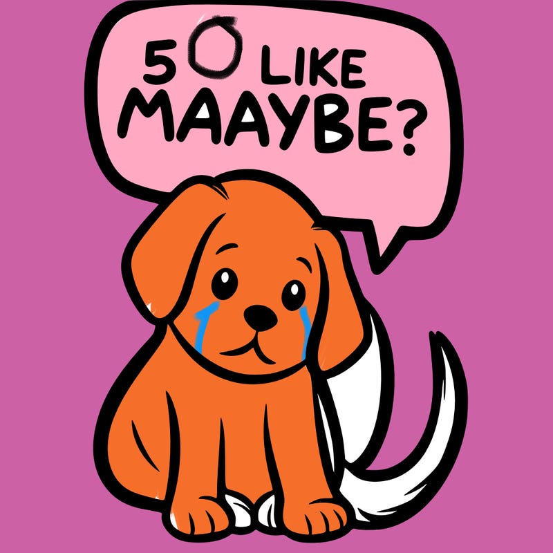 a puppy that says 5 like maybe