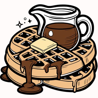 waffles: topped with syrup and butter