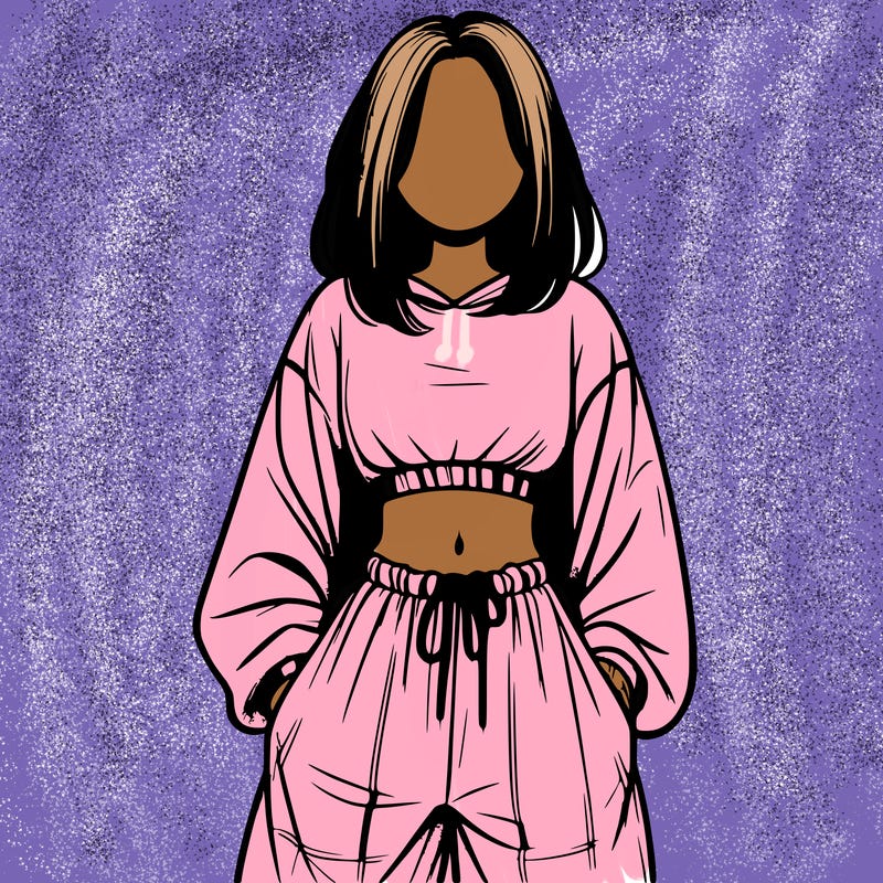 realistic girl faceless with baggy pants and a crop top