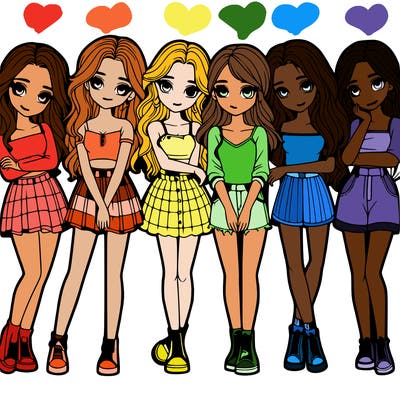 a group of girls realistic