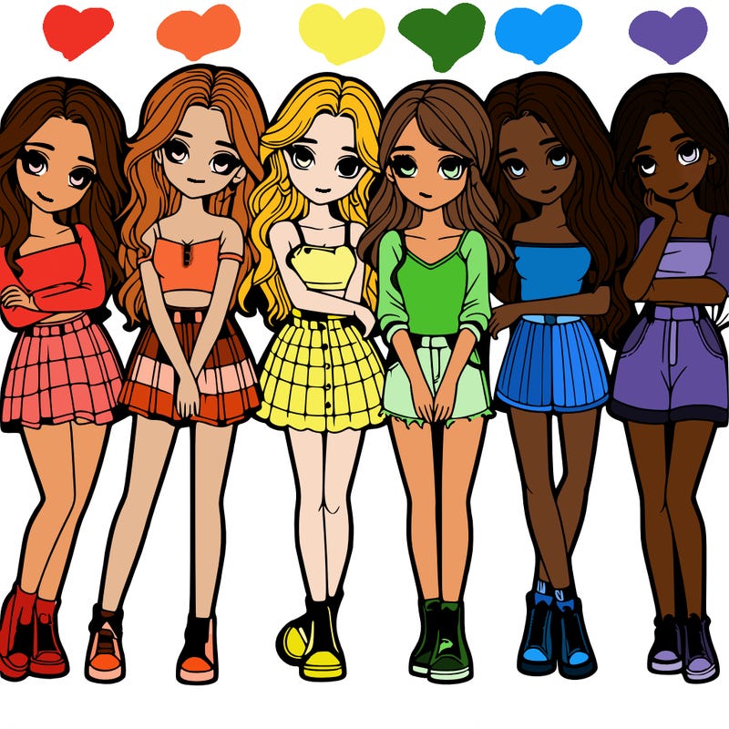 a group of girls realistic