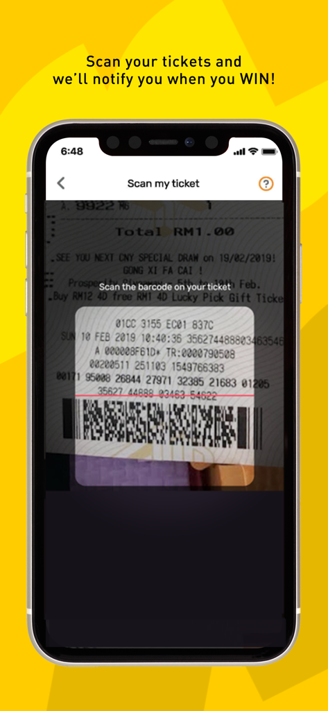 Scanner un billet de loterie sur l'écran d'un smartphone avec l'application MyMagnum 4D
