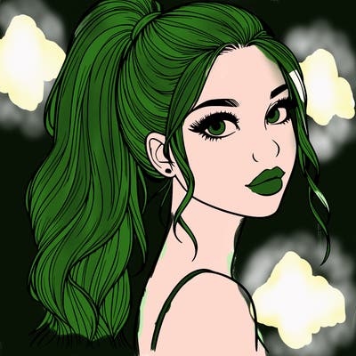 realistic pretty girl with high pony tail