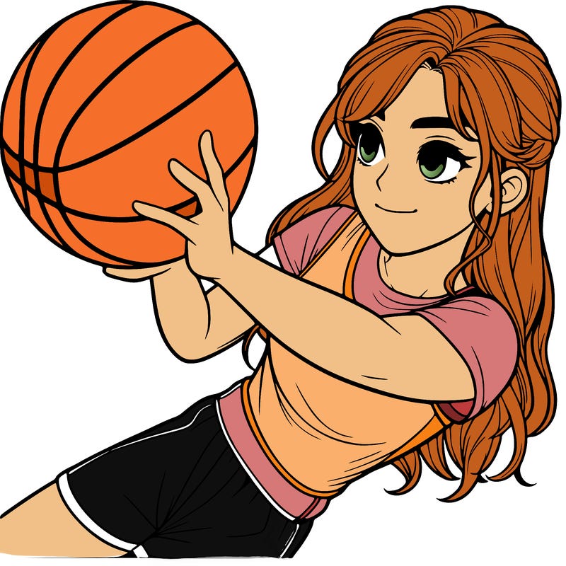 realistic girl playing basketball