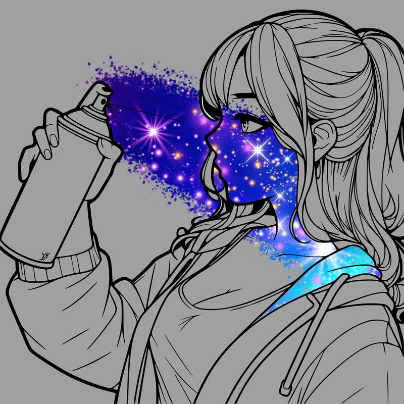 a realistic girl spray, painting