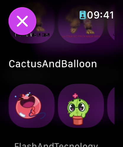 Watchagram - Watchagram app interface displaying Telegram stickers on an Apple Watch