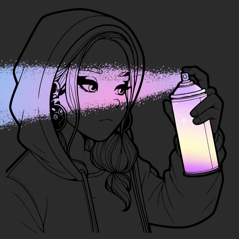 a realistic girl, spray painting