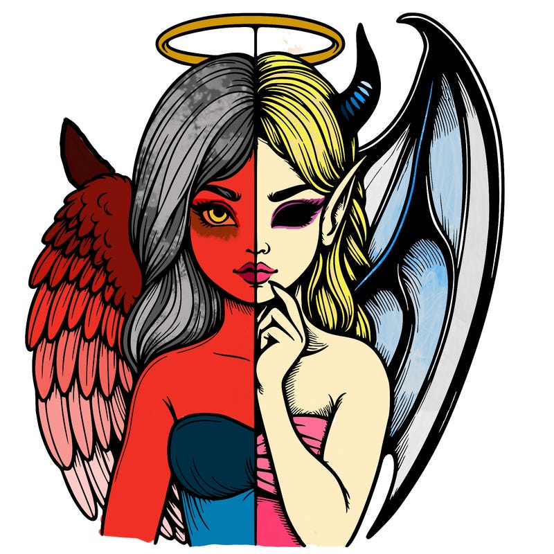 realistic angel half demon