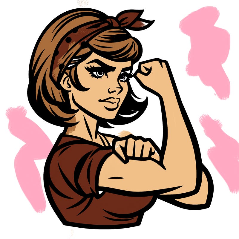 strong woman with a 60s american ad style