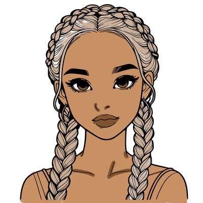 realistic girl with braids