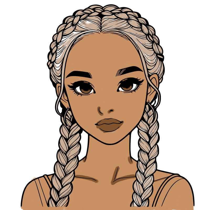 realistic girl with braids