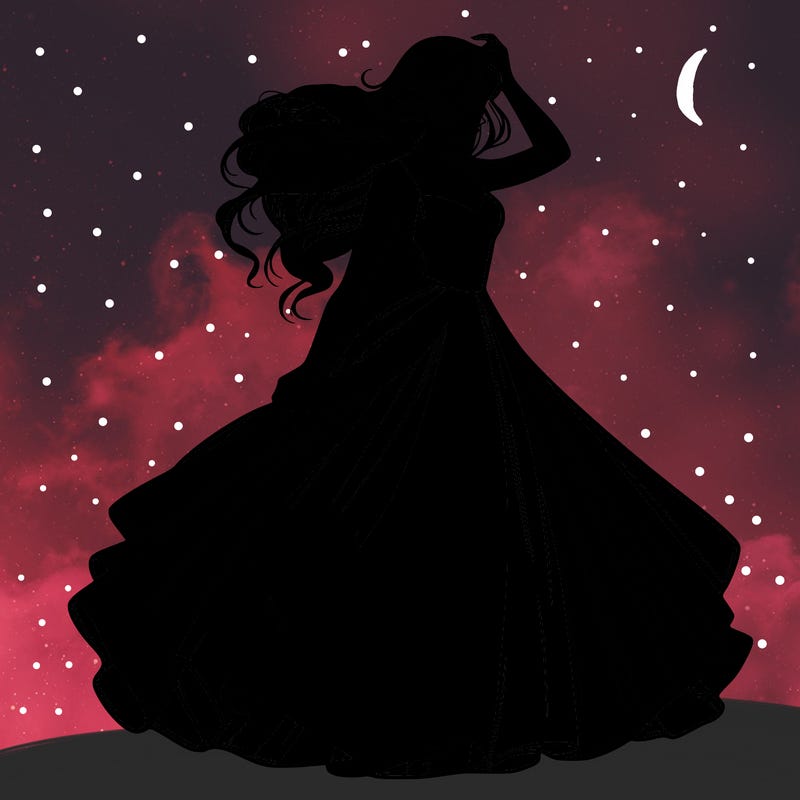 realistic woman with dress flowing in the wind