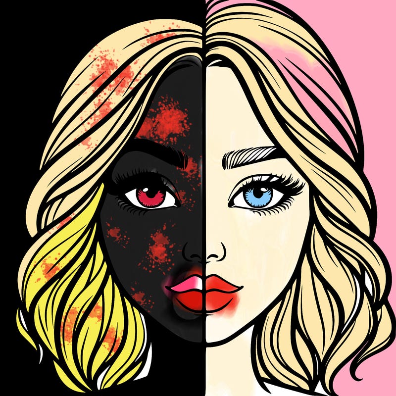 realistic girl split half