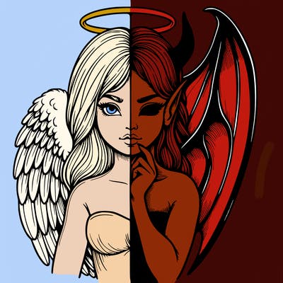 realistic angel half demon