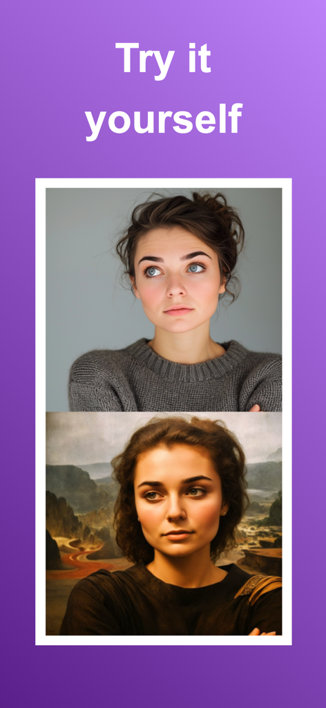 Flix AI - Before and after comparison of a woman photo transformed into an artistic studio style portrait using Flix AI.