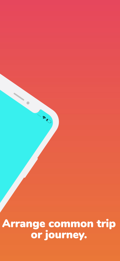 Travel's Chat - Travel & Meet - Schermata dell'app Travels Chat con il testo Organizza un viaggio comune o un'avventura