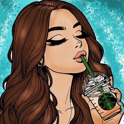realistic girl drinking starbucks