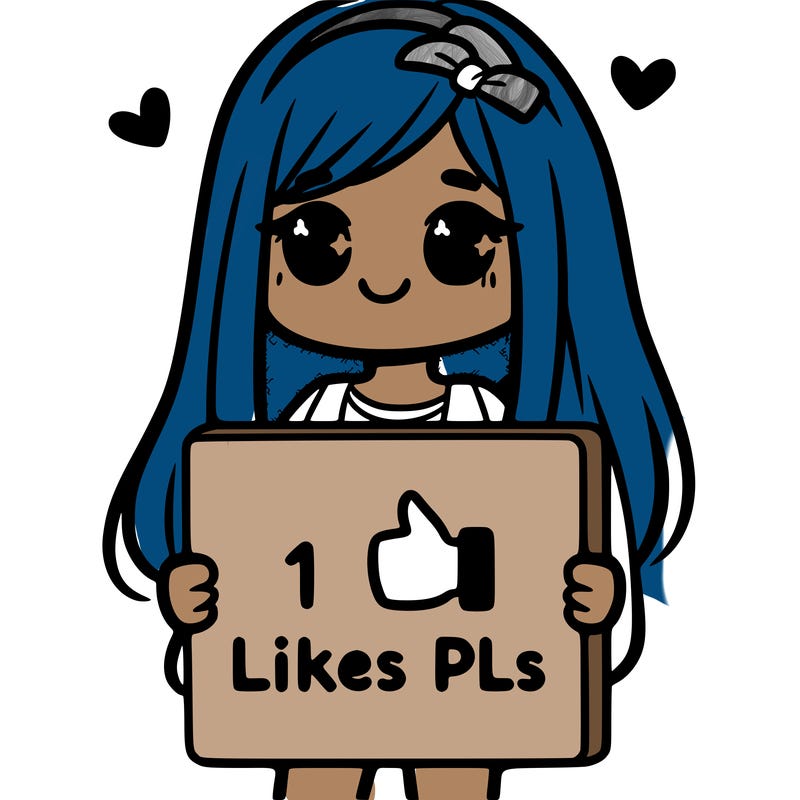 girl holding a sign saying 10 likes pls