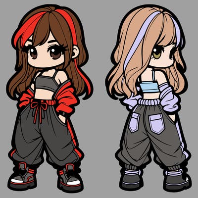 girl in crop top and baggy pants