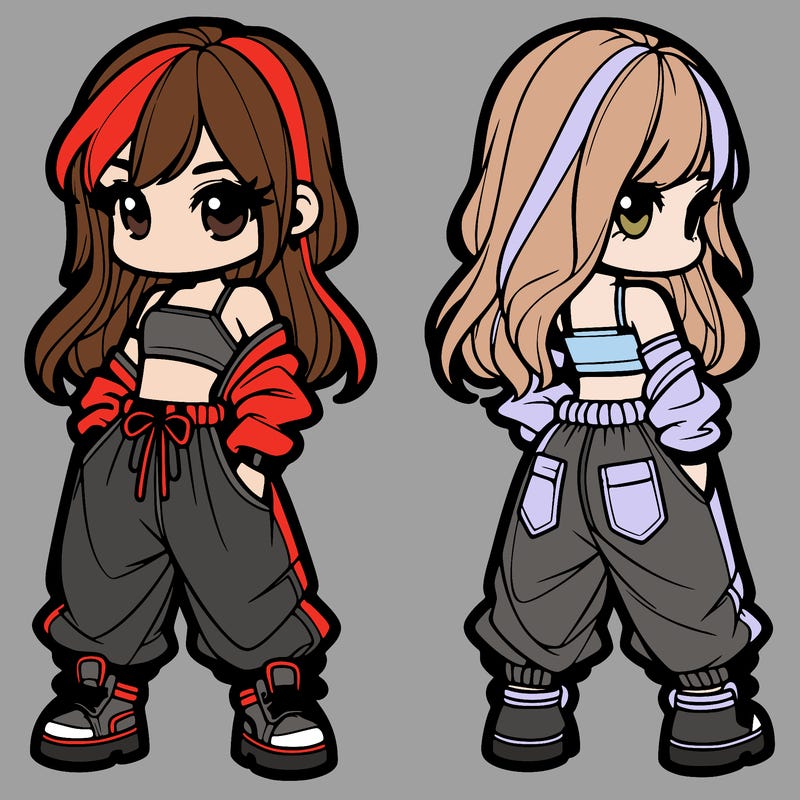 girl in crop top and baggy pants