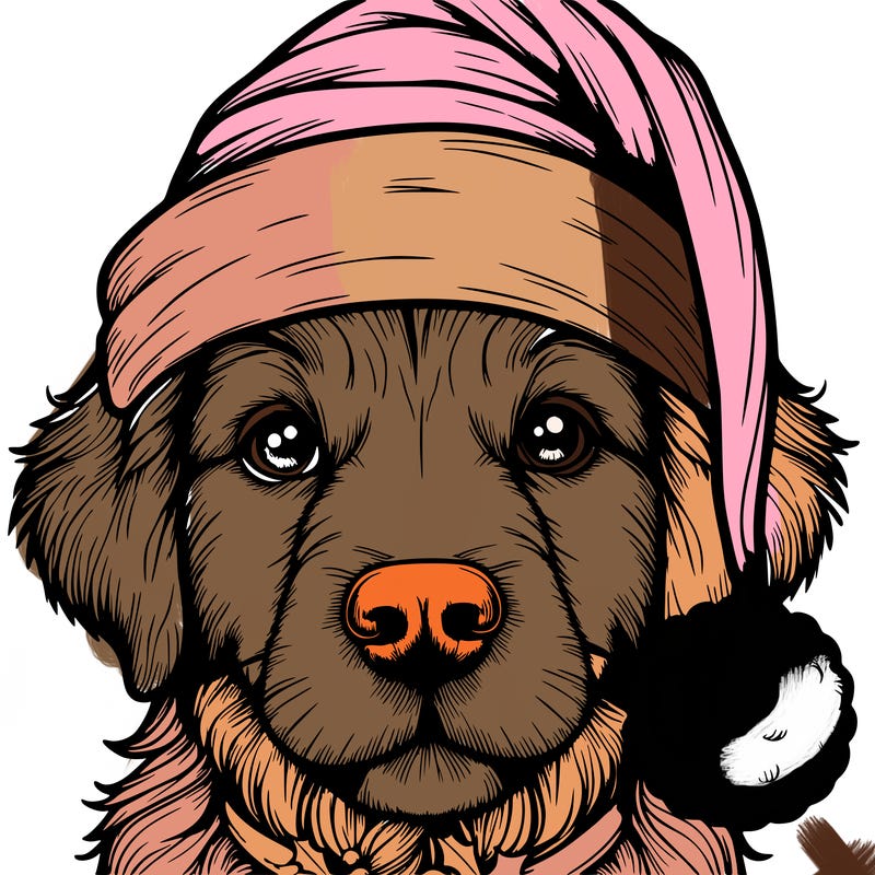 realistic dog with a christmas hat