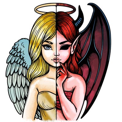 realistic angel half demon
