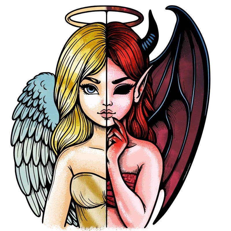 realistic angel half demon