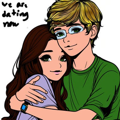 realistic teen girl hugging a realistic teen boy