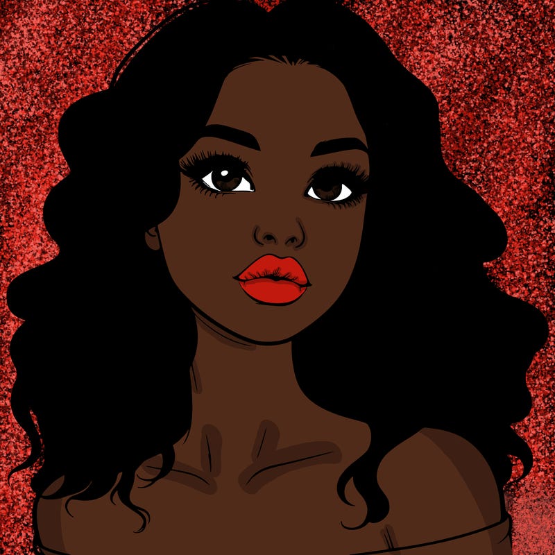 realistic girl with wavy hair and lips