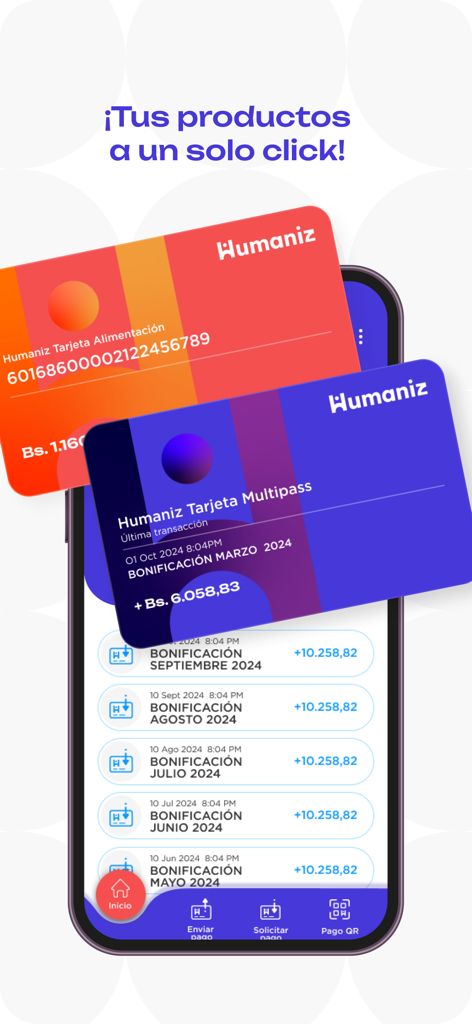Humaniz App - Humaniz App dashboard displaying digital reward cards and monthly bonus transactions