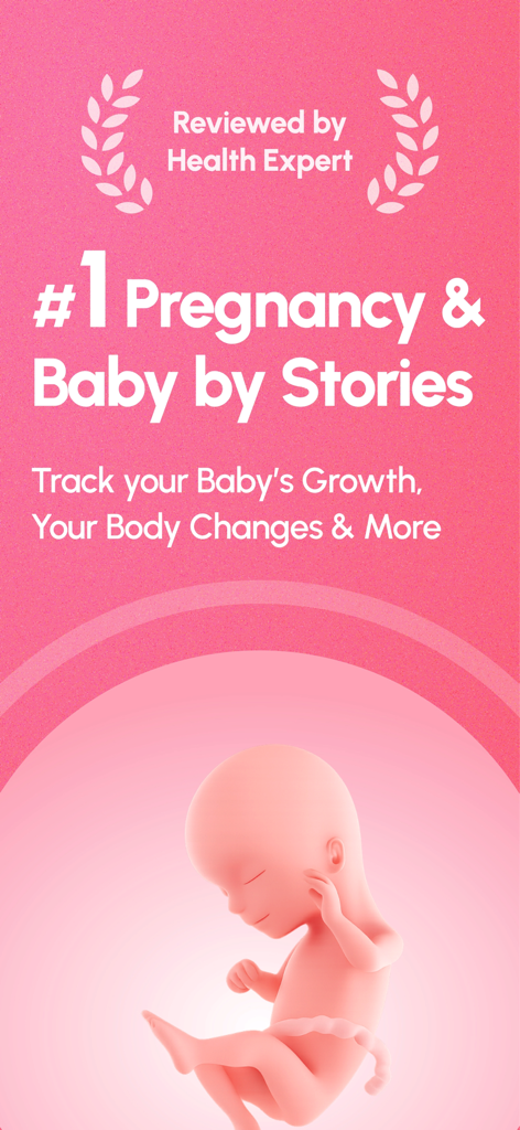 Pregnancy Tracker - Lifeing - Lifeing pregnancy tracker app introductory screen with fetal development illustration and health expert review badge