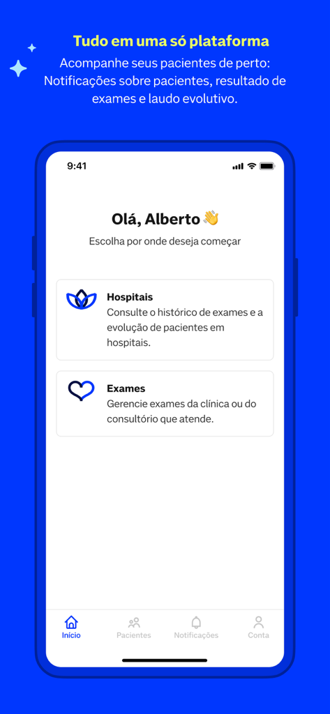 Nav Pro - Nav Pro app home screen with hospital and exam management options for medical professionals