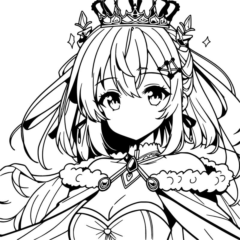 a anime girl who has a role to be a queen