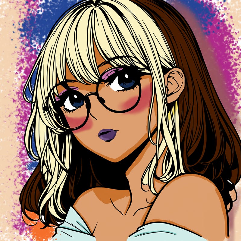 manga woman character with glasses and nice lips