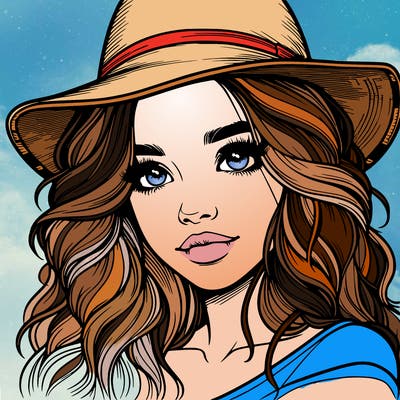 realistic girl with hat