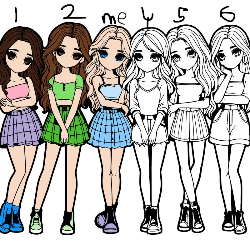 a group of girls realistic