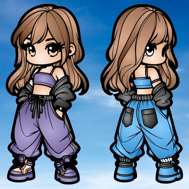 girl in crop top and baggy pants