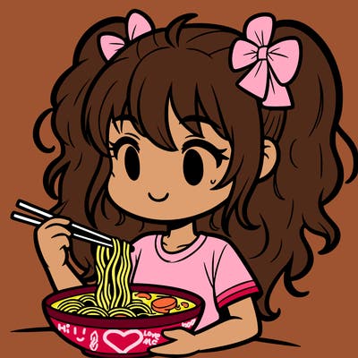a girl eating ramen