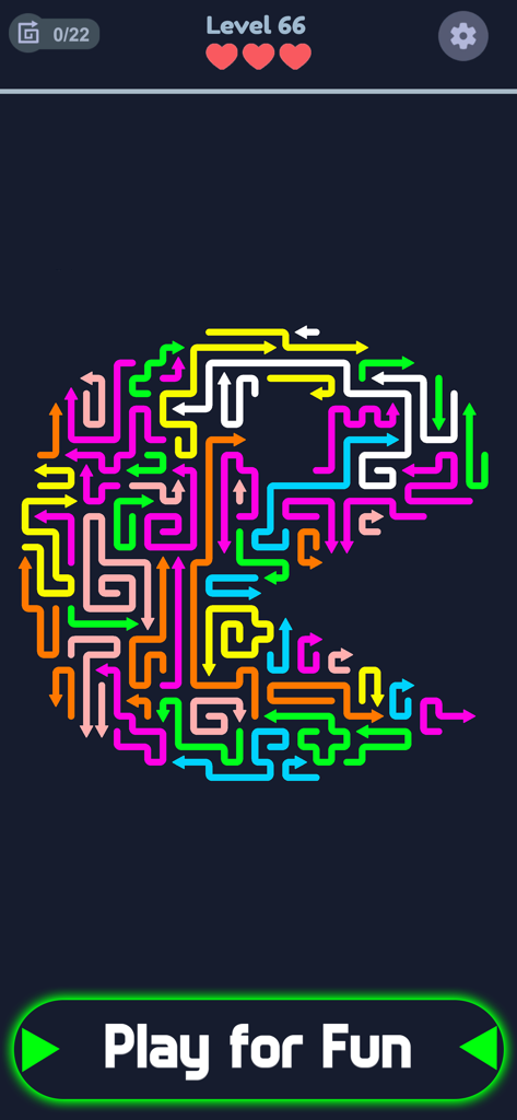 Arrow Escape: Maze Puzzle - Un complejo nivel de laberinto de flechas de neón en el juego de rompecabezas Arrow Escape