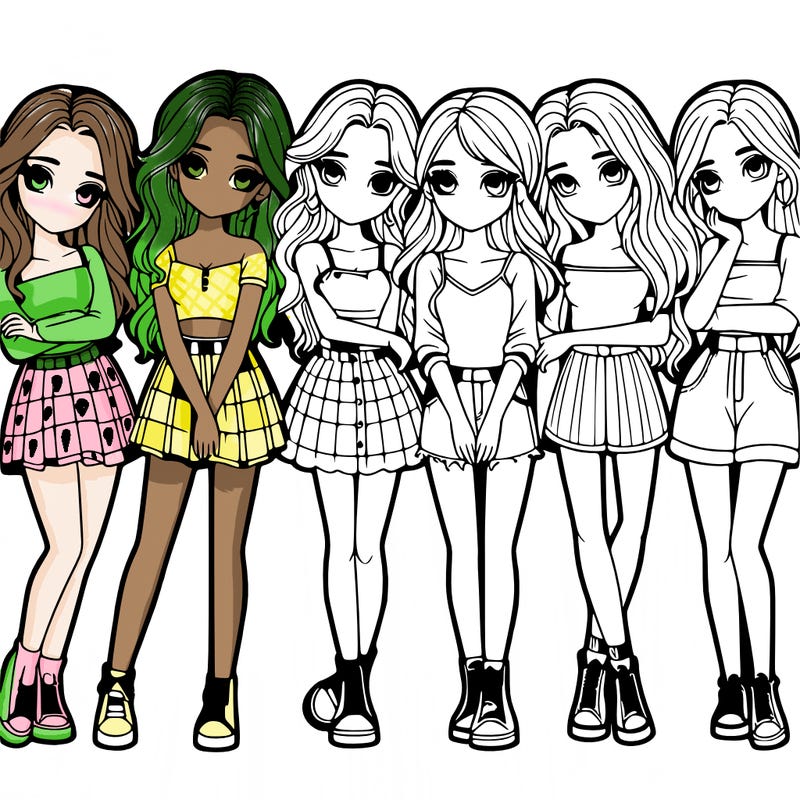 a group of girls realistic