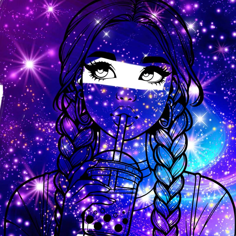 realistic girl with braided hair drinking boba