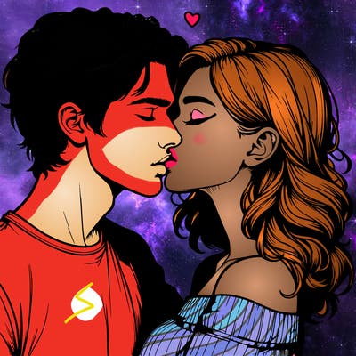 realistic couple kissing