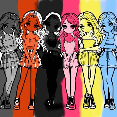 a group of girls realistic