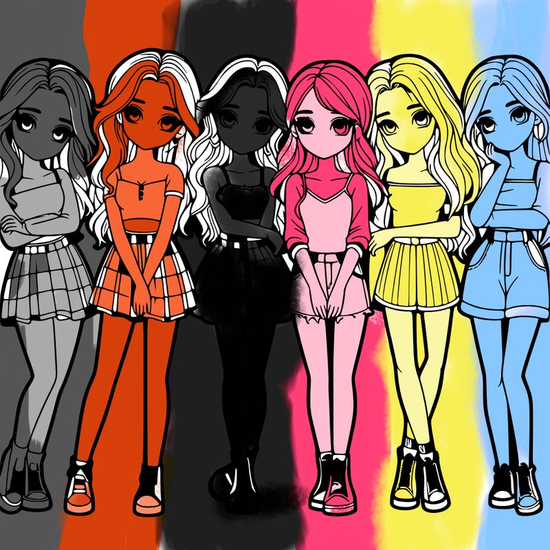 a group of girls realistic