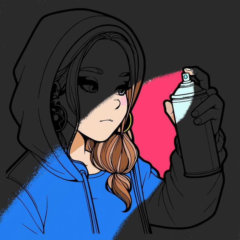 a realistic girl, spray painting